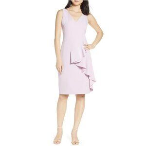 Eliza J Ruffle Detail Crepe Sheath Dress Sz 6 Brand New $138 Lilac Wedding Guest